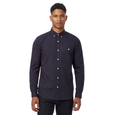 Big and tall navy jacquard tailored fit shirt